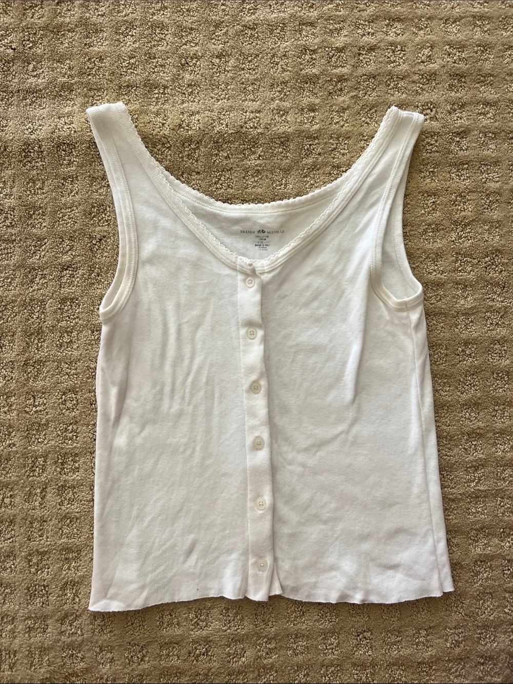 Brandy Melville White Button Tank Top